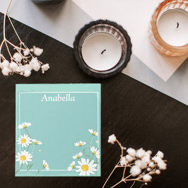 Bloco De Notas Moldura de flor margarida sobre fundo verde claro