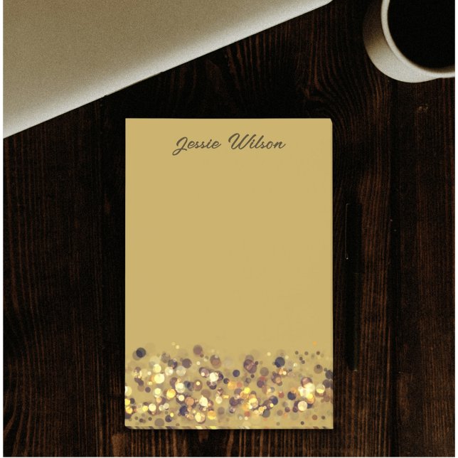 Bloco De Notas Moldura feminina Chic de luxo chamada (Gold foil glitter design for custom name post-it notes)