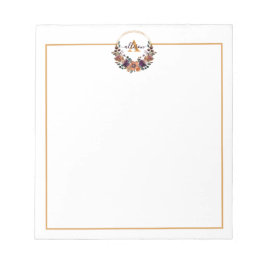 Bloco De Notas Moldura floral em burgundy e dourado personalizada