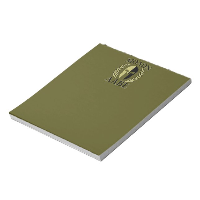 Bloco De Notas Molon Labe Spartan Helmet Laurels Olive Green (Invertido)