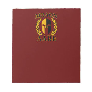 Bloco De Notas Molon Labe Spartan Mask Laurels Burgundy Vermelho