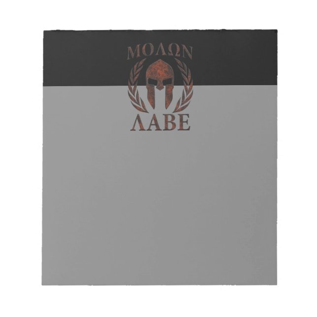 Bloco De Notas Molon Labe Spartan Warrior Mask Laurels Iron (Frente)
