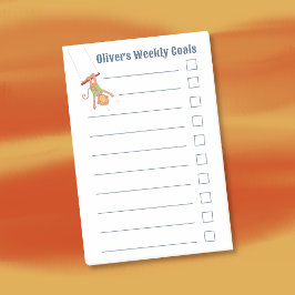 Bloco De Notas Monkey on a Trapeze Kid Weekly Goals Notes
