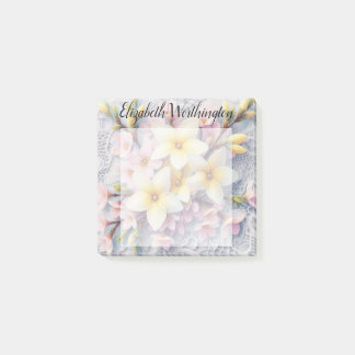 Bloco De Notas Monogram lace pink and yellow Spring flowers