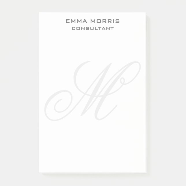 Bloco De Notas Monogram Modern Simple Minimalist Plain (Frente)