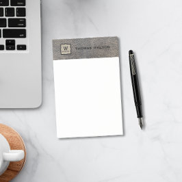 Bloco De Notas Monogram Name Genuine Cowhide Leather Look