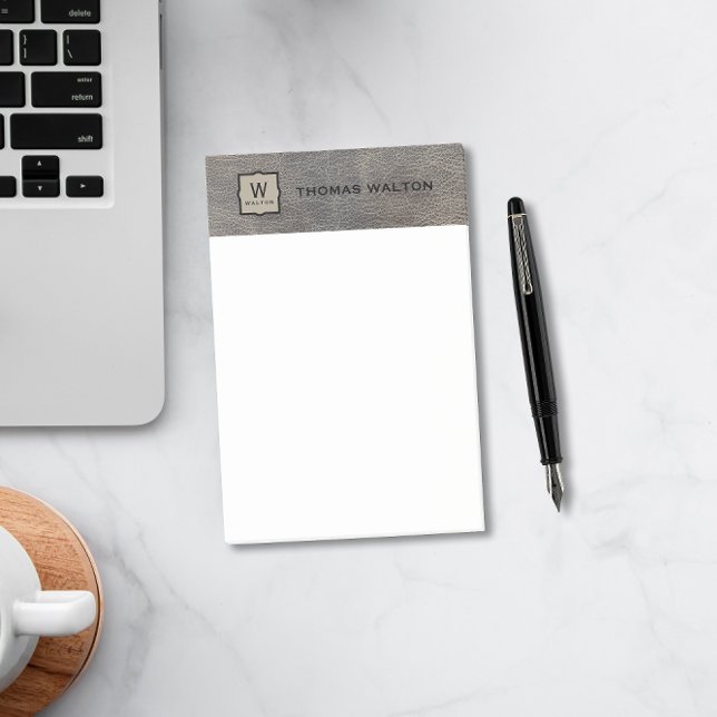 Bloco De Notas Monogram Name Genuine Cowhide Leather Look (Criador carregado)