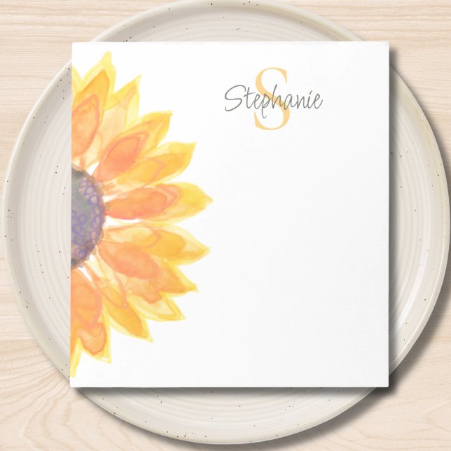 Bloco De Notas Monogram Name Sunflower (Criador carregado)