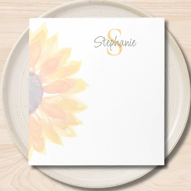 Bloco De Notas Monogram Name Sunflower (Criador carregado)