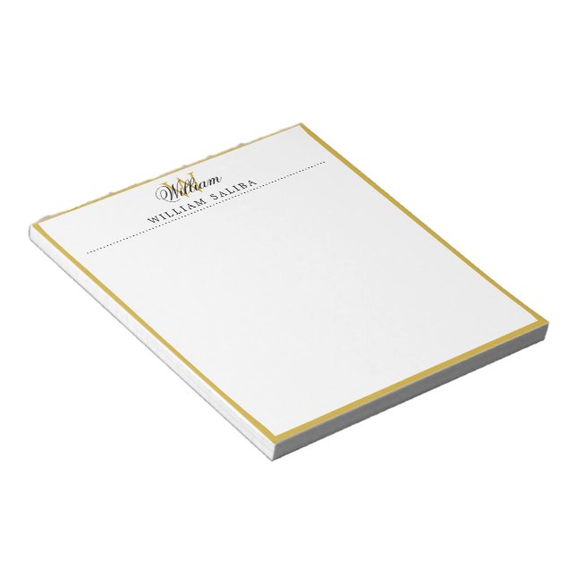 Bloco De Notas Monogram Personalized Notepad with Custom Name Loo (Inclinado)