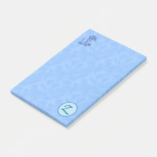 Bloco De Notas Monograma (A-Z) de cor azul celeste