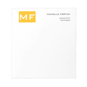 Bloco De Notas Monograma Atraente Amarelo Branco Minimalista Mode