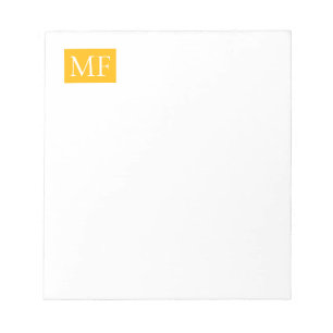 Bloco De Notas Monograma Atraente Amarelo Branco Minimalista Mode