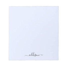 Bloco De Notas Monograma Azul Feminino Moderno Personalizado