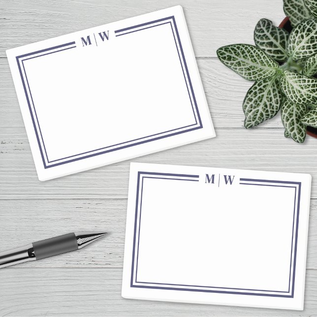 Bloco De Notas Monograma Azul Marinho (Navy Blue Monogram Post-it Notes)