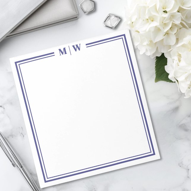 Bloco De Notas Monograma Azul Marinho (Navy Blue Monogram Notepad)