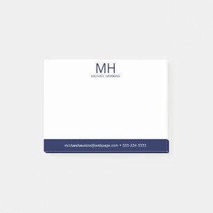 Bloco De Notas Monograma Azul Marinho Masculino
