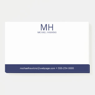 Bloco De Notas Monograma Azul Marinho Masculino