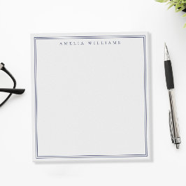 Bloco De Notas Monograma Azul Minimalista com Duas Bordas