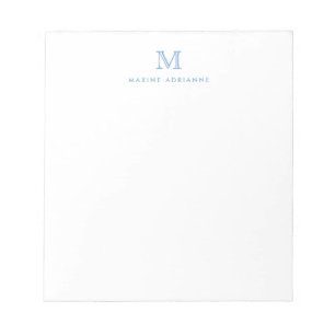 Bloco De Notas Monograma Azul Simples e Moderno, Inicial