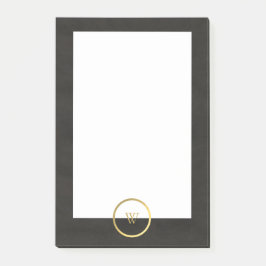 Bloco De Notas Monograma Black Chalkboard Gold Foil Simples Moder