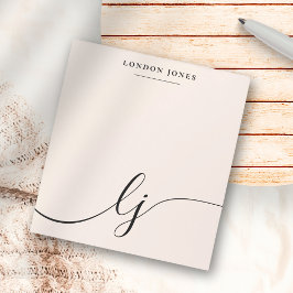 Bloco De Notas Monograma Blush Rosa Moderno Minimalista Feminina