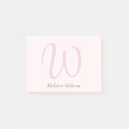 Bloco De Notas Monograma Blush Rosa Moderno Minimalista Feminina