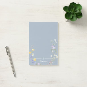 Bloco De Notas Monograma Borboleta Floral Núcleo de Algodão Botân