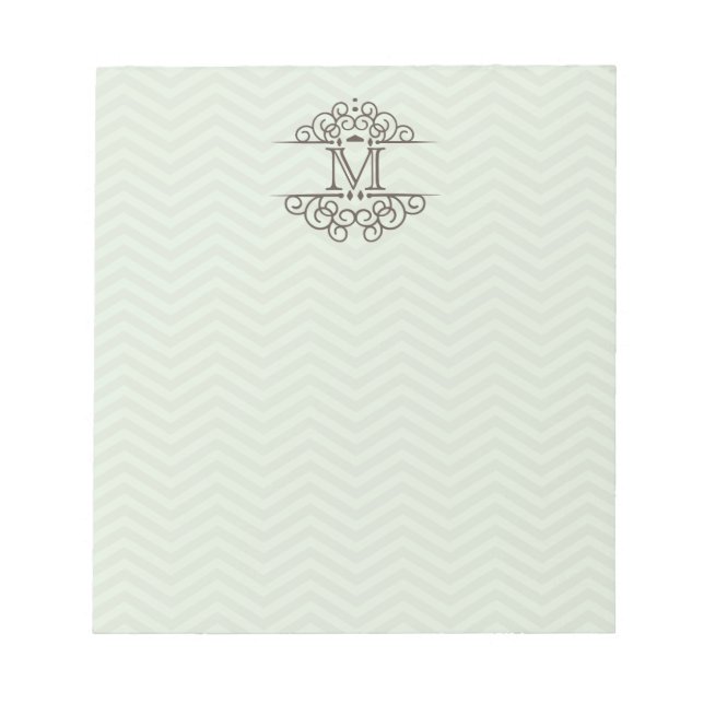 Bloco De Notas Monograma Chevron Personalizado Para Fazer Notepad (Frente)