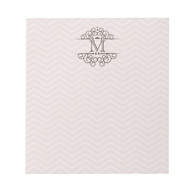 Bloco De Notas Monograma Chevron Personalizar Para Fazer Notepad  (Frente)