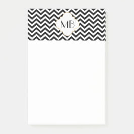 Bloco de Notas Monograma Chevron Preto e Branco