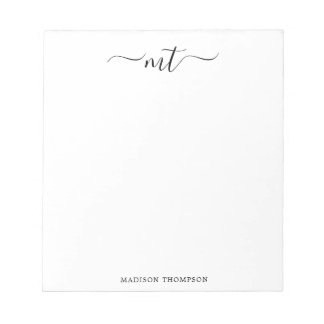 Bloco De Notas Monograma Chic Black Stationery