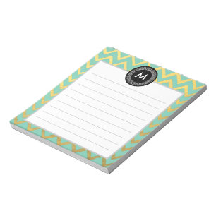 Bloco De Notas Monograma Chic de Aquarela e Ouro