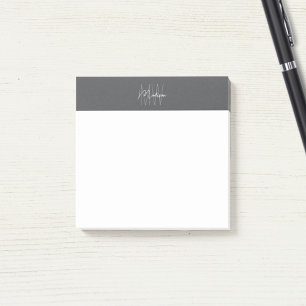 Bloco De Notas Monograma Cinza Logotipo Moderno Minimalista