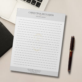 Bloco De Notas Monograma Cinza Moderna Elegante Vinculada