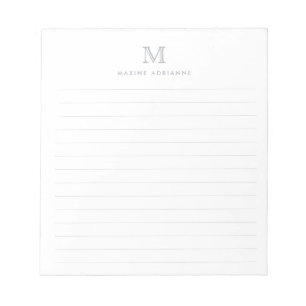 Bloco De Notas Monograma Cinza Pastel Clássico Moderno Simples Fo