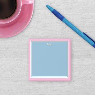 Bloco De Notas Monograma com Bordas Rosa Azul