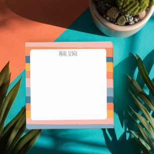 Bloco De Notas Monograma Cópico Personalizado com Strips Colorido