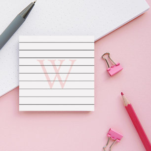 Bloco De Notas Monograma Cor-de-Rosa Esbranquiçada Vinculado