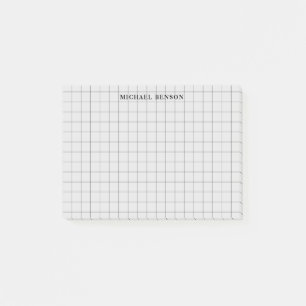 Bloco De Notas Monograma das linhas da Grade Moderna da Cinza Neg