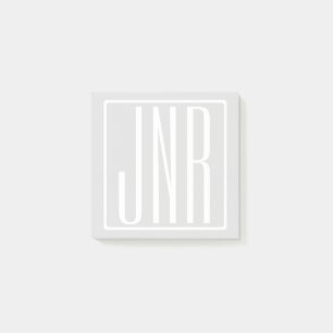Bloco De Notas Monograma   de 3 iniciais branco & muito claro -