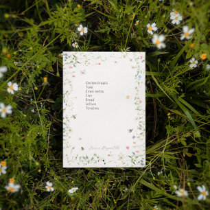 Bloco De Notas Monograma de Abelhas de Flor Selvagem Personalizad