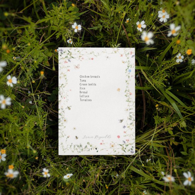 Bloco De Notas Monograma de Abelhas de Flor Selvagem Personalizad (Criador carregado)