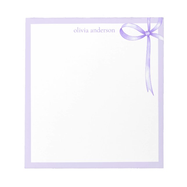 Bloco De Notas Monograma de Arco Roxo Mínimo Elegante (Frente)