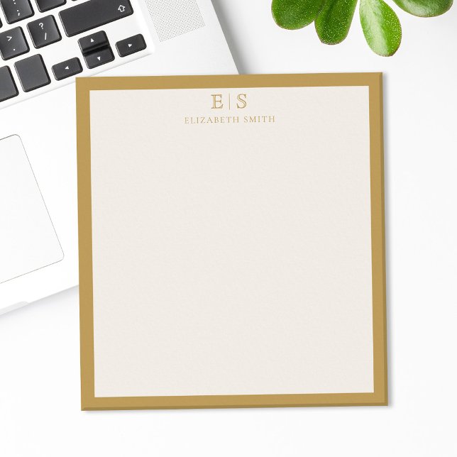 Bloco De Notas Monograma de Borda Dourada Marfim Elegante (Criador carregado)