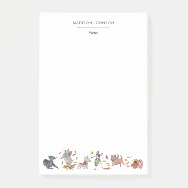 Bloco De Notas Monograma de cães de raça branca (Frente)