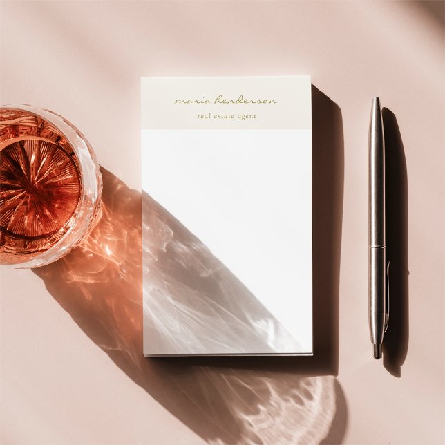 Bloco De Notas Monograma de Caligrafia Dourada com Creme Moderno (Criador carregado)