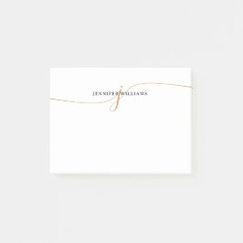 Bloco De Notas Monograma de Caligrafia em Ouro Minimalista Elegan