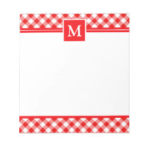 Monograma de cheque de gingham vermelho 