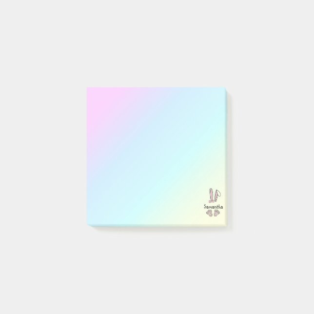 Bloco De Notas Monograma de Coelhinho de Páscoa Rosa-Rosa-Bonito (Frente)